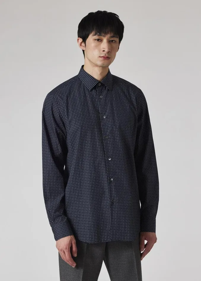 Mens Paul Smith Shirts TailoredFit Navy Paisley Cotton Shirt