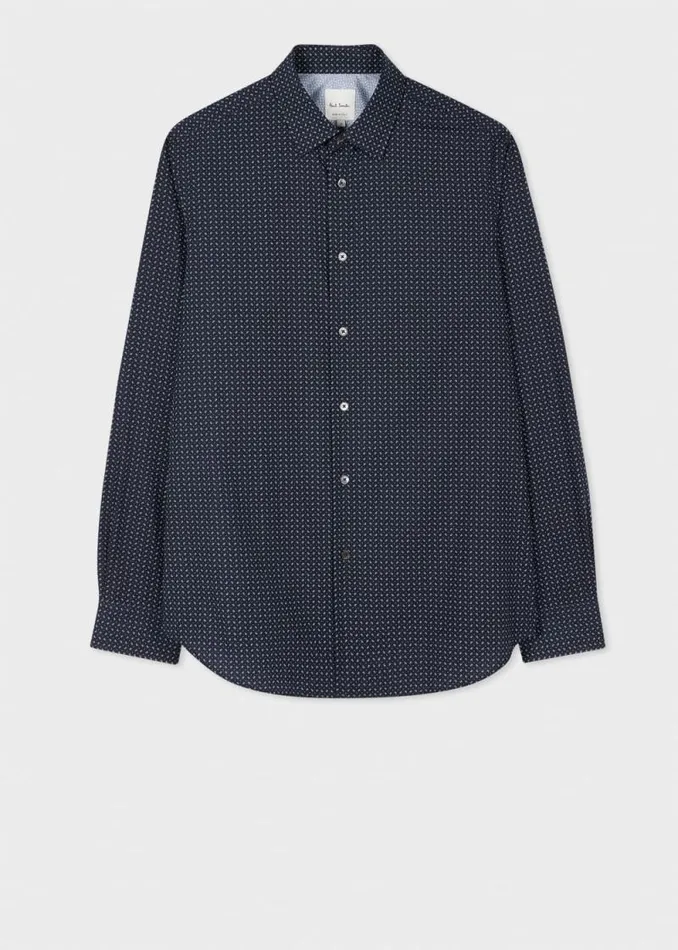 Mens Paul Smith Shirts TailoredFit Navy Paisley Cotton Shirt Mens Paul Smith Shirts TailoredFit Navy Paisley Cotton Shirt
