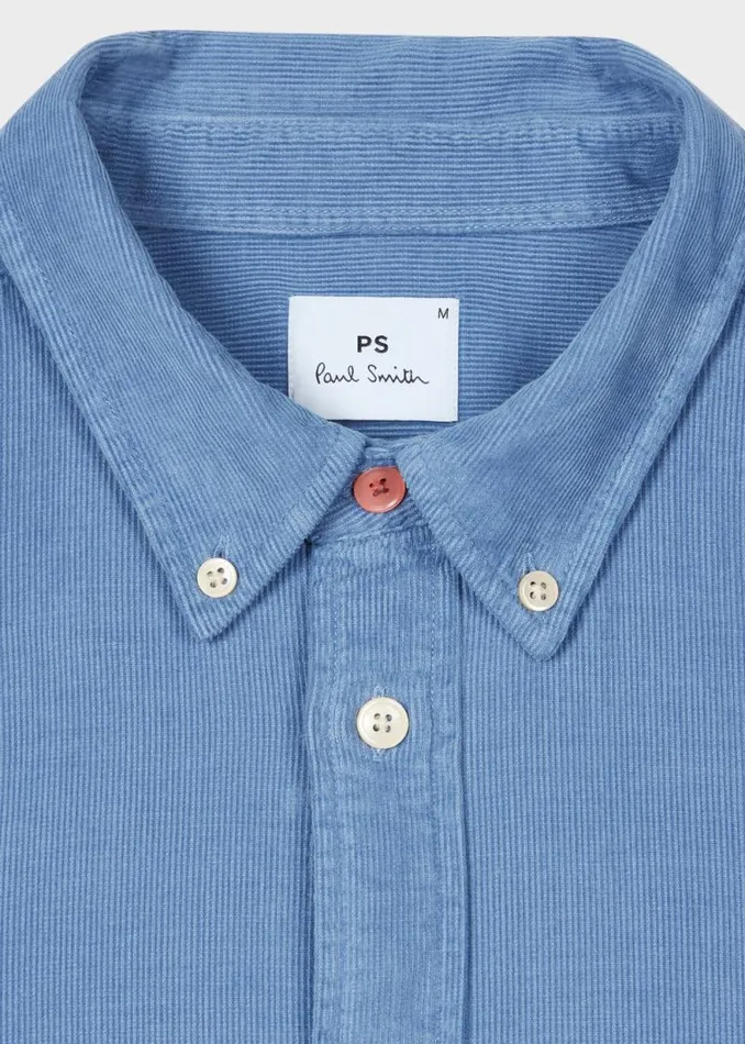 Mens Paul Smith Shirts TailoredFit Pale Blue Corduroy ButtonDown Shirt Mens Paul Smith Shirts TailoredFit Pale Blue Corduroy ButtonDown Shirt