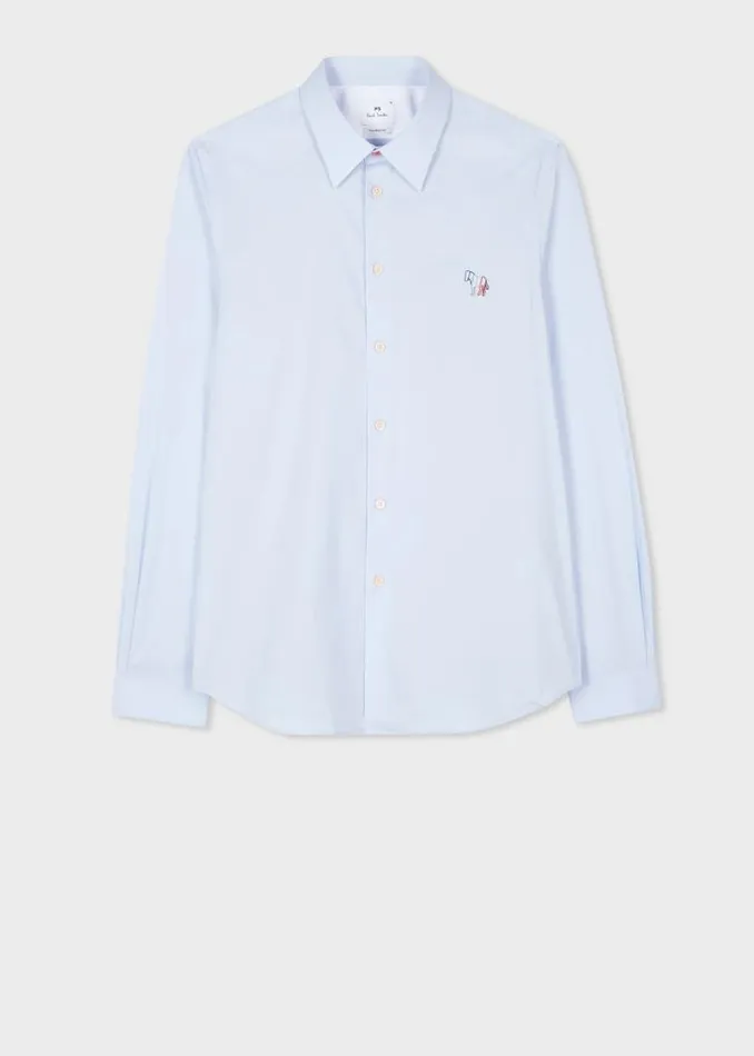 Mens Paul Smith Shirts TailoredFit Sky Blue 039Broad Stripe039 Zebra StretchCotton Shirt Mens Paul Smith Shirts TailoredFit Sky Blue 039Broad Stripe039 Zebra StretchCotton Shirt