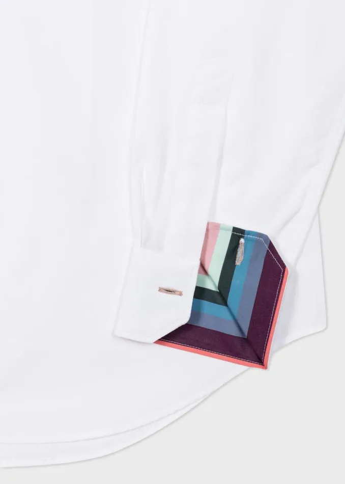 Mens Paul Smith Shirts TailoredFit White Cotton 039Artist Stripe039 Cuff Shirt Mens Paul Smith Shirts TailoredFit White Cotton 039Artist Stripe039 Cuff Shirt