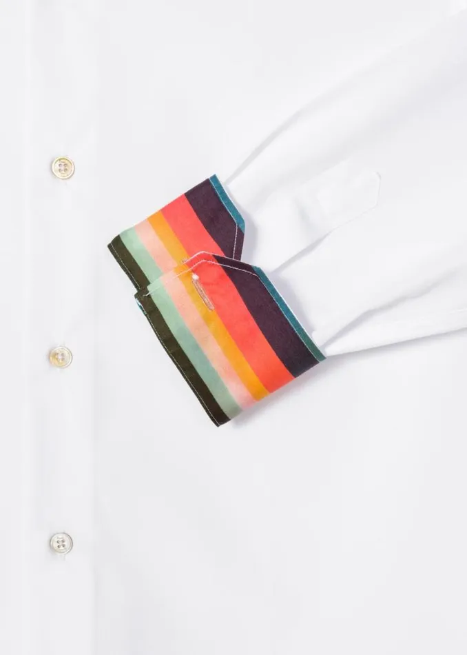 Mens Paul Smith Shirts TailoredFit White Cotton 039Artist Stripe039 Cuff Shirt Mens Paul Smith Shirts TailoredFit White Cotton 039Artist Stripe039 Cuff Shirt