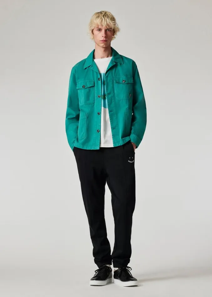 Mens Paul Smith Shirts Teal CottonTwill 039Broad Stripe Zebra039 Work Jacket Mens Paul Smith Shirts Teal CottonTwill 039Broad Stripe Zebra039 Work Jacket
