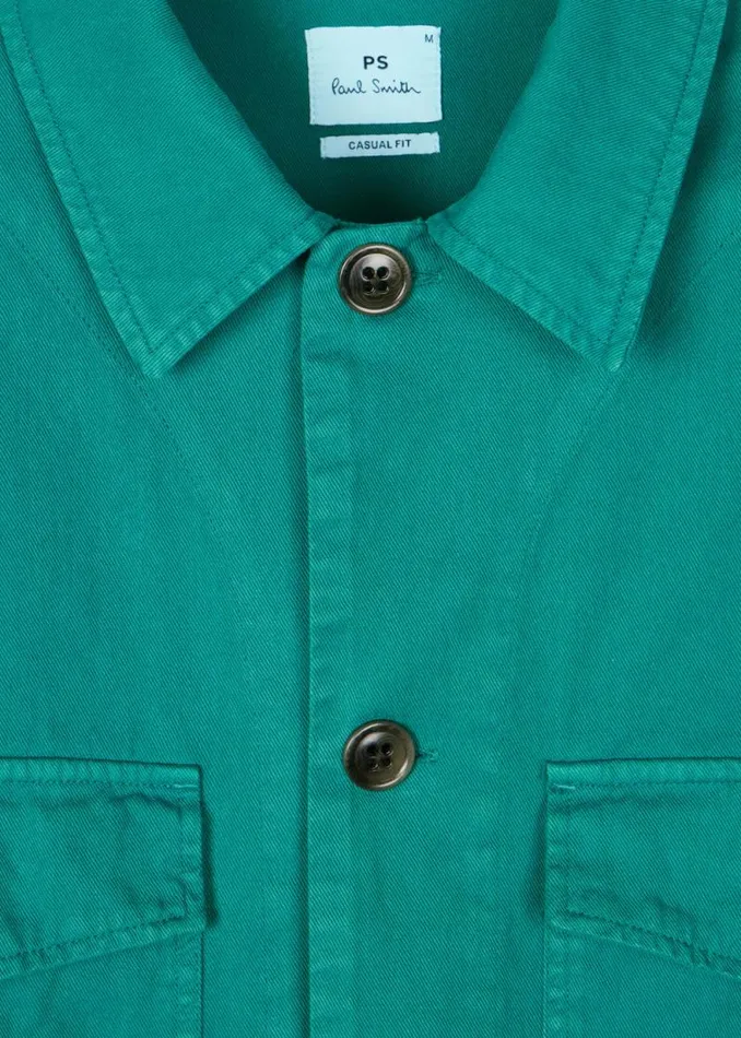 Mens Paul Smith Shirts Teal CottonTwill 039Broad Stripe Zebra039 Work Jacket Mens Paul Smith Shirts Teal CottonTwill 039Broad Stripe Zebra039 Work Jacket
