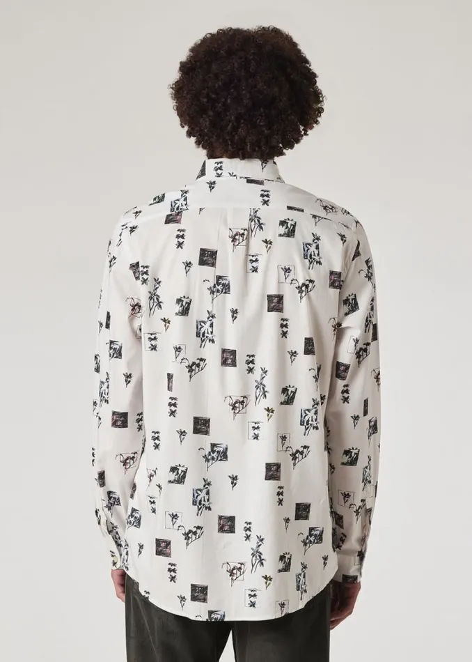 Mens Paul Smith Shirts White 039Floral Stamp039 RegularFit Shirt