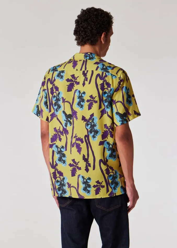 Mens Paul Smith Shirts Yellow Chartreuse 039Tomato Vine039 Print Shirt