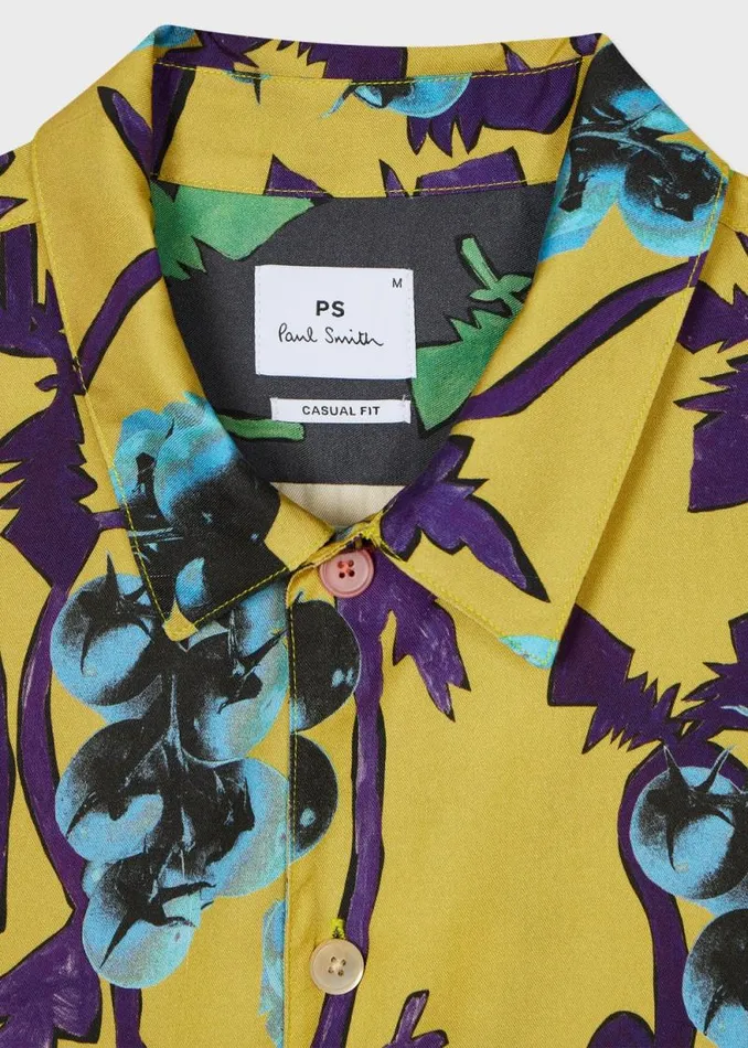 Mens Paul Smith Shirts Yellow Chartreuse 039Tomato Vine039 Print Shirt