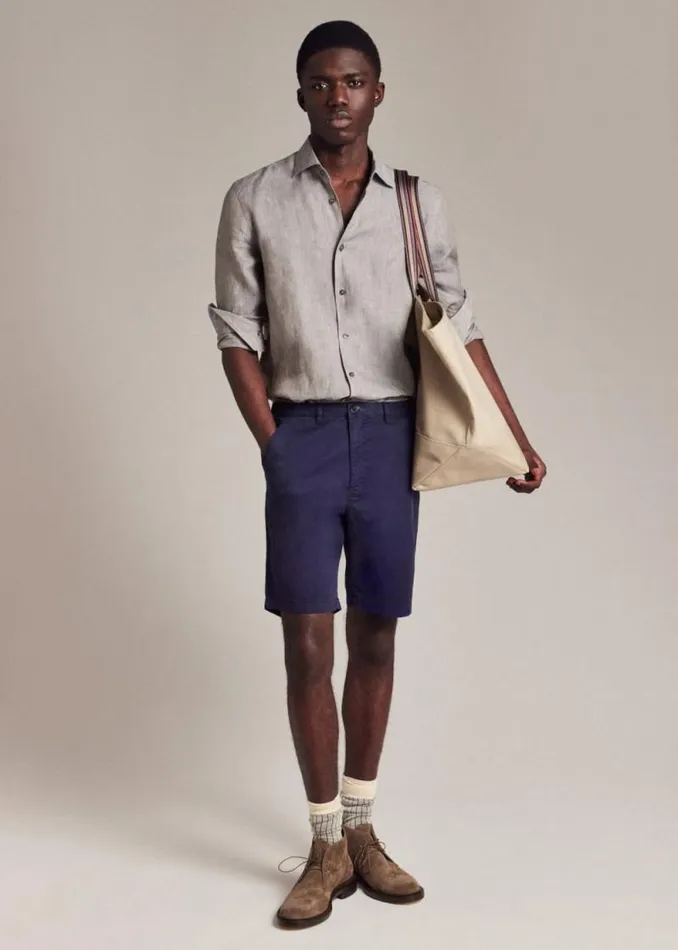 Mens Paul Smith Shorts Dark Navy GarmentDyed Stretch PimaCotton Shorts Mens Paul Smith Shorts Dark Navy GarmentDyed Stretch PimaCotton Shorts
