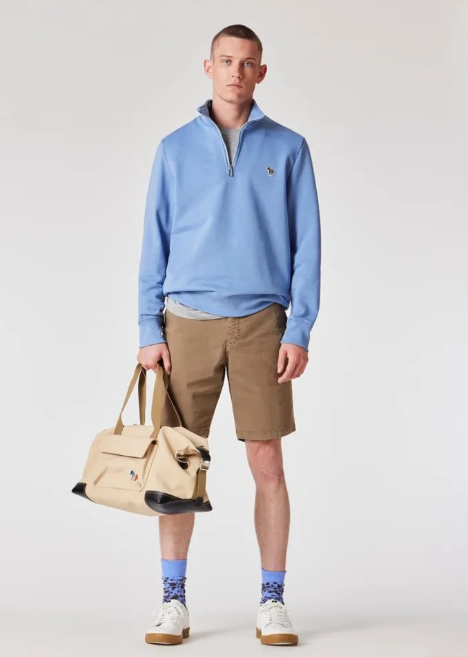 Mens Paul Smith Shorts Khaki CottonTwill 039Broad Stripe Zebra039 Shorts