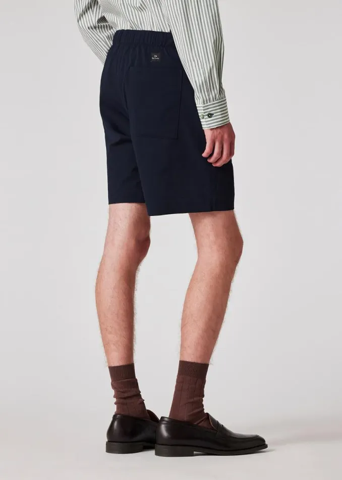 Mens Paul Smith Shorts RelaxedFit Navy Seersucker Shorts Mens Paul Smith Shorts RelaxedFit Navy Seersucker Shorts