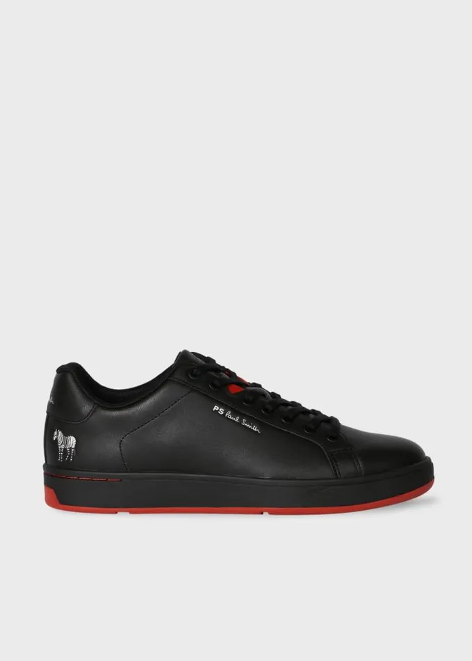 Mens Paul Smith Sneakers Black Leather 039Albany039 039Zebra039 Trainers