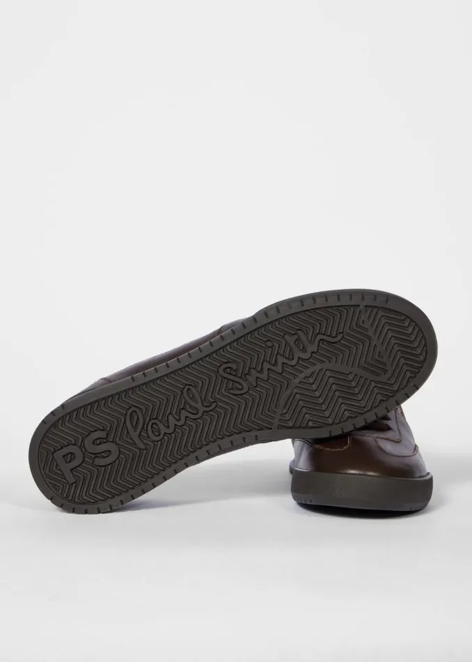 Mens Paul Smith Sneakers Chocolate Brown Leather 039Dover039 039Sports Stripe039 Trainers