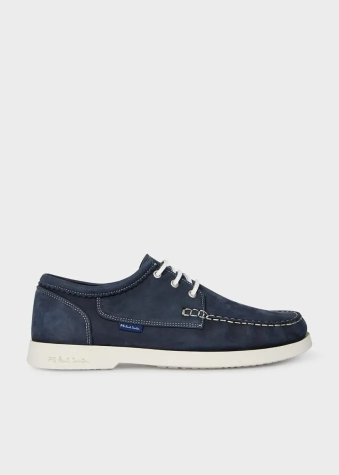Mens Paul Smith Sneakers Navy Suede 039Pebble039 Boat Shoes