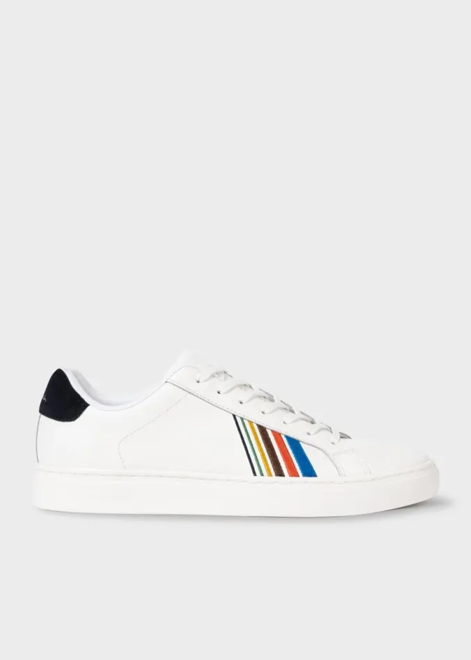 Mens Paul Smith Sneakers White Leather 039Sports Stripe039 039Rex039 Sneakers