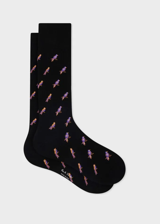 Mens Paul Smith Socks Black 039Little Birds039 Socks