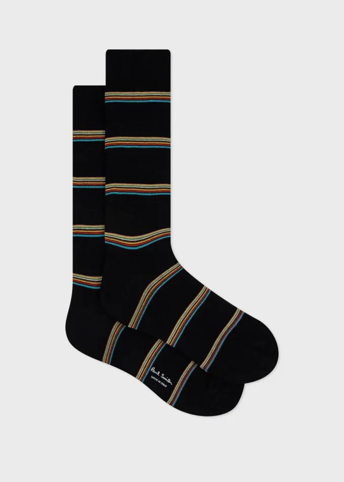 Mens Paul Smith Socks Black Block 039Signature Stripe039 Socks