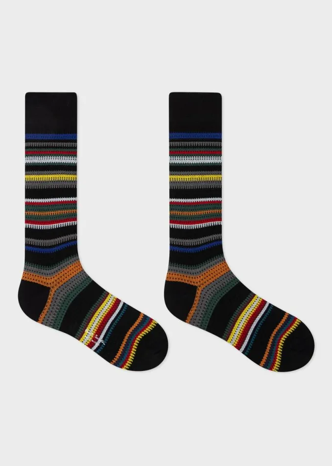 Mens Paul Smith Socks Black CottonBlend Mixed Stripe Socks Mens Paul Smith Socks Black CottonBlend Mixed Stripe Socks