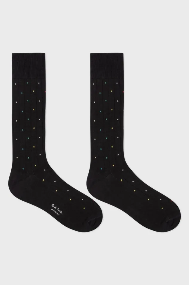 Mens Paul Smith Socks Black CottonBlend Multi Colour Polka Dot Socks Mens Paul Smith Socks Black CottonBlend Multi Colour Polka Dot Socks