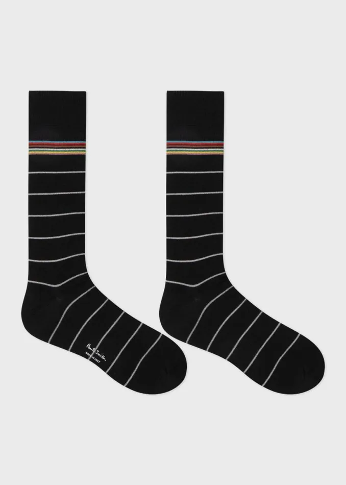 Mens Paul Smith Socks Black CottonBlend Pinstripe Socks Mens Paul Smith Socks Black CottonBlend Pinstripe Socks