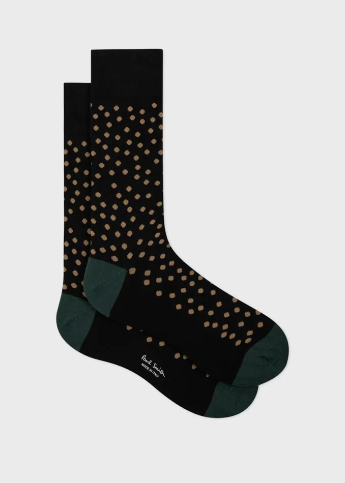 Mens Paul Smith Socks Black CottonBlend Polka Dot Socks