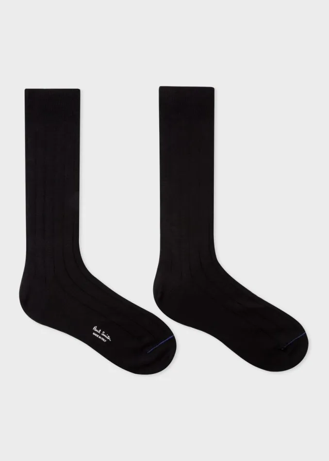 Mens Paul Smith Socks Black CottonBlend Ribbed Socks Mens Paul Smith Socks Black CottonBlend Ribbed Socks