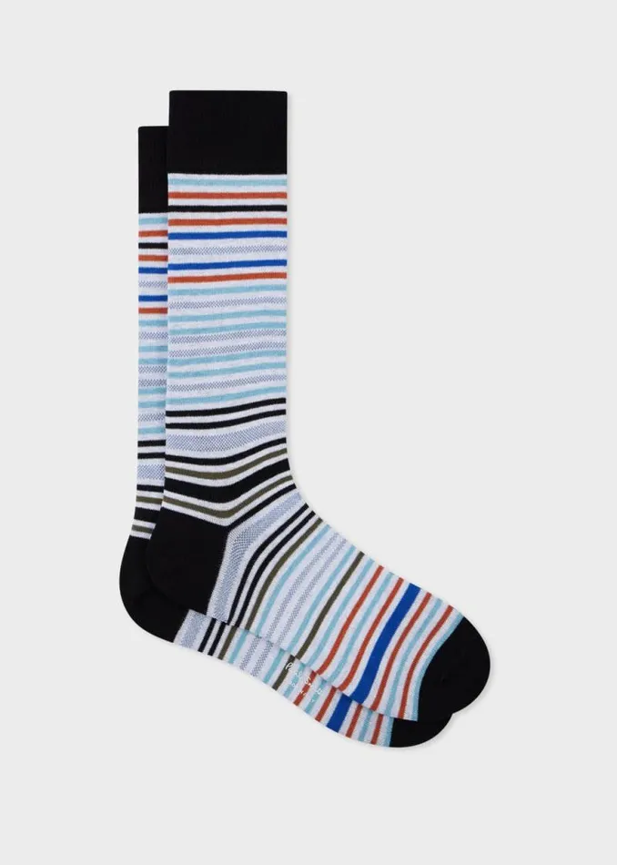 Mens Paul Smith Socks Black MultiStripe Socks