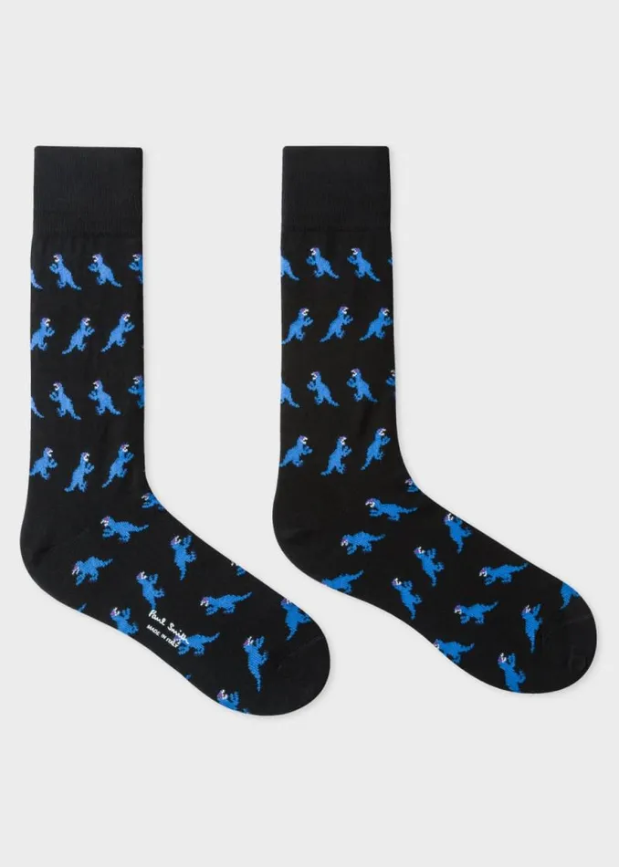 Mens Paul Smith Socks Black Small 039Dino039 Motif Socks Mens Paul Smith Socks Black Small 039Dino039 Motif Socks