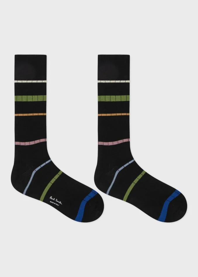 Mens Paul Smith Socks Black Spaced Stripe Ribbed Socks Mens Paul Smith Socks Black Spaced Stripe Ribbed Socks