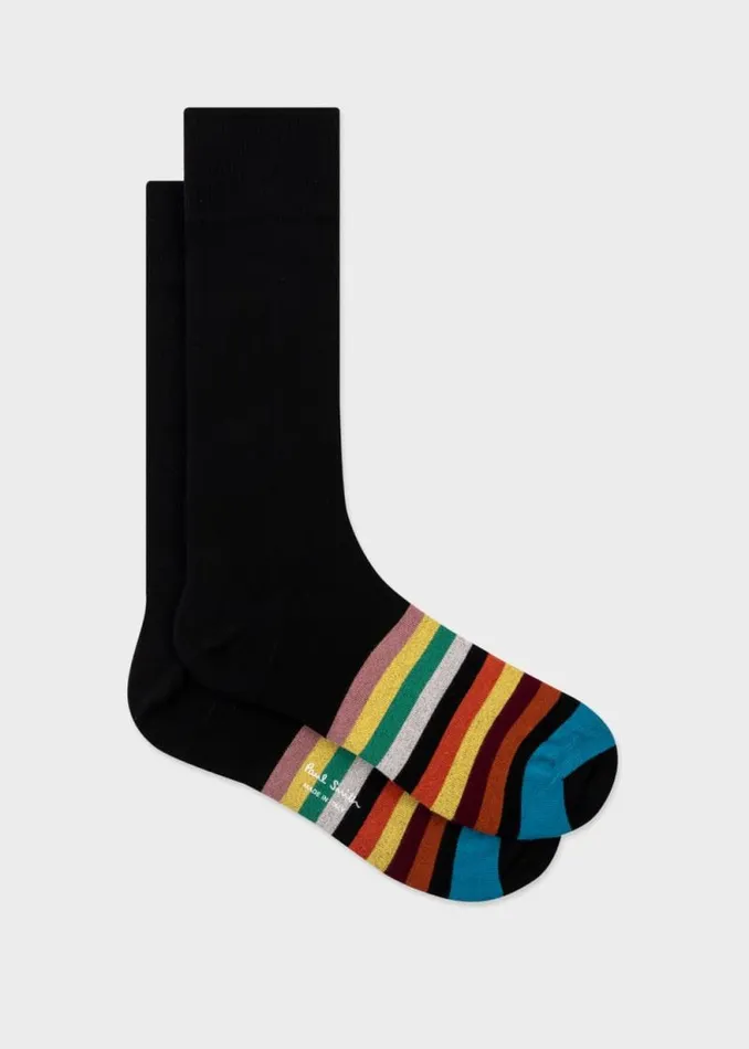 Mens Paul Smith Socks Black Stripe Tipping Socks