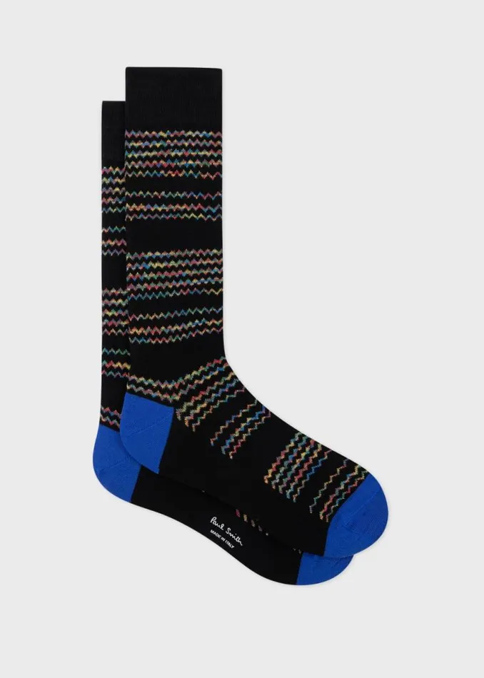 Mens Paul Smith Socks Black Wave Stripe Socks