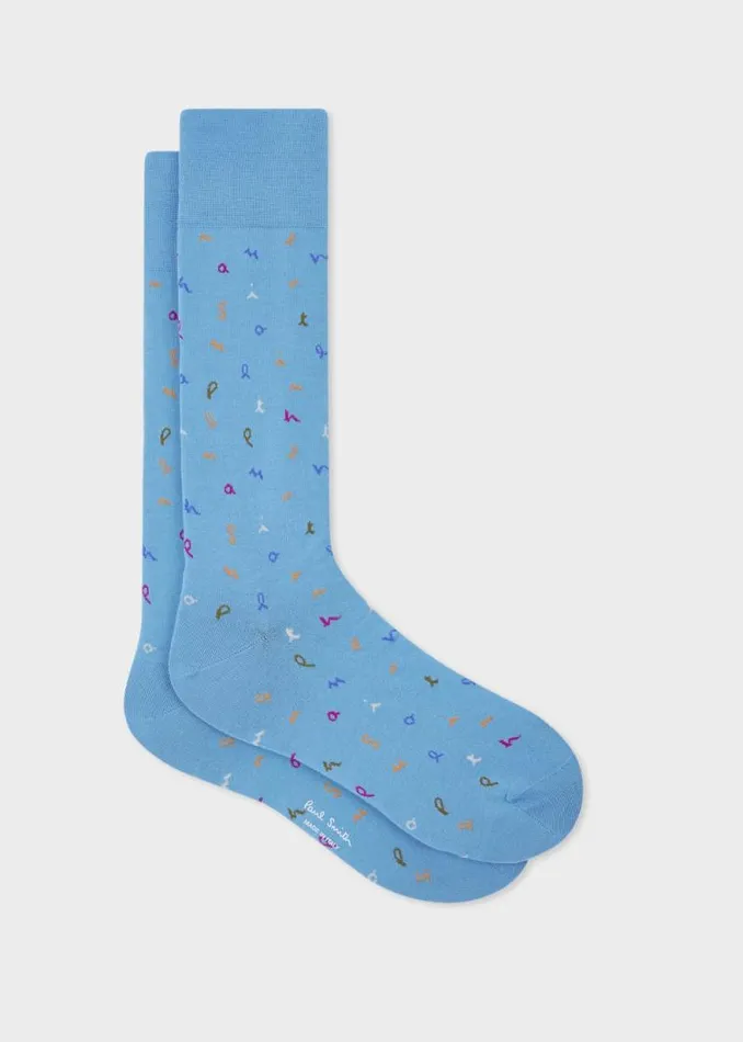 Mens Paul Smith Socks Blue 039Letters039 Socks