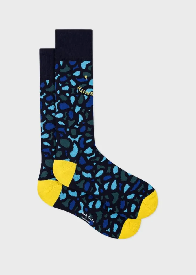 Mens Paul Smith Socks Blue Camo PS Happy Socks