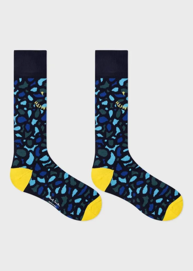 Mens Paul Smith Socks Blue Camo PS Happy Socks