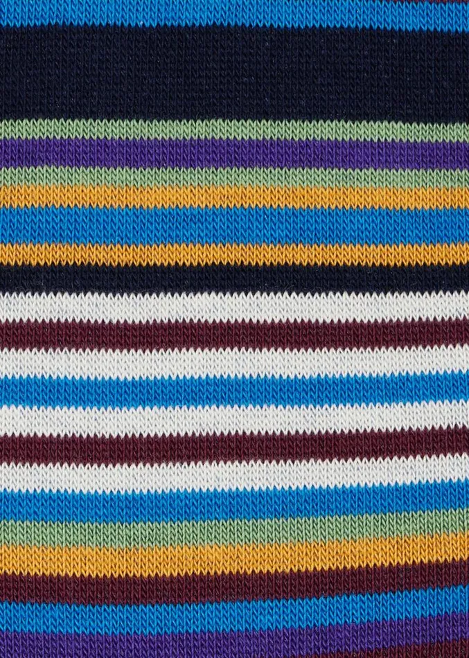 Mens Paul Smith Socks Blue CottonBlend Multi Colour Stripe Socks Mens Paul Smith Socks Blue CottonBlend Multi Colour Stripe Socks