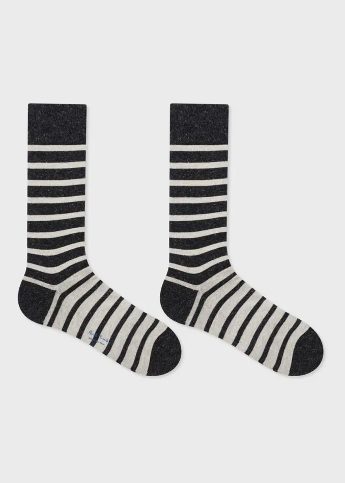 Mens Paul Smith Socks Charcoal CottonBlend Stripe Socks Mens Paul Smith Socks Charcoal CottonBlend Stripe Socks