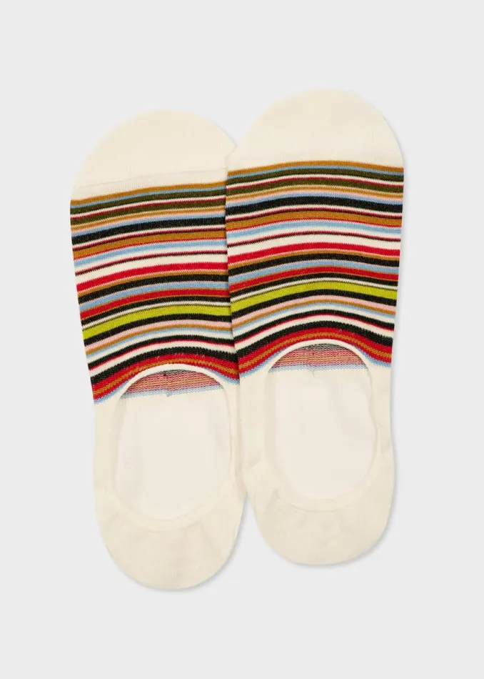 Mens Paul Smith Socks Ecru 039Signature Stripe039 Loafer Socks
