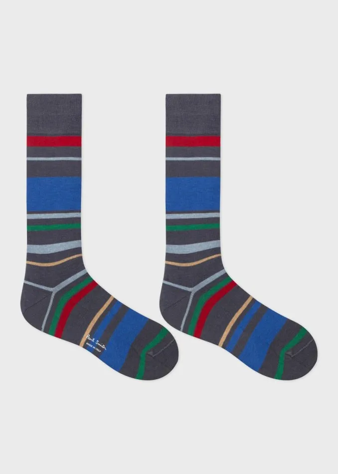 Mens Paul Smith Socks Grey And Sky Blue Varied Stripe Socks Mens Paul Smith Socks Grey And Sky Blue Varied Stripe Socks