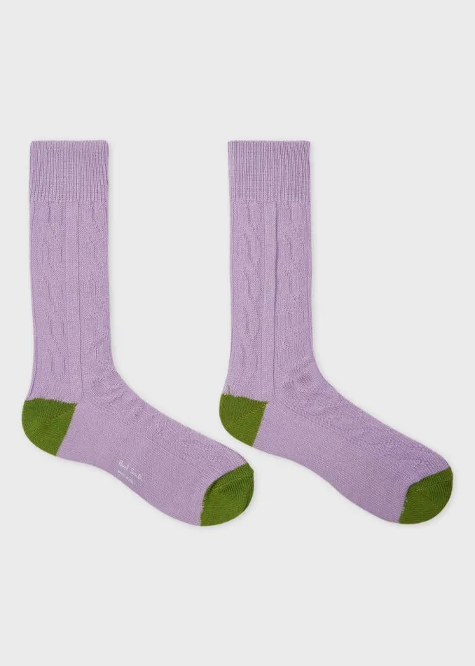 Mens Paul Smith Socks Lilac CashmereBlend Cable Knit Socks Mens Paul Smith Socks Lilac CashmereBlend Cable Knit Socks