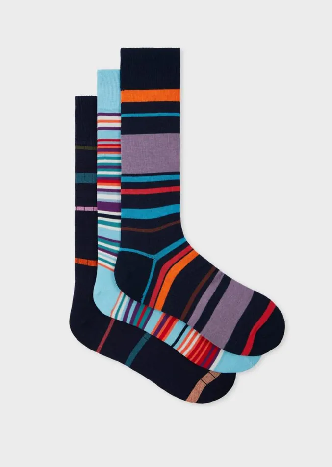 Mens Paul Smith Socks Multi Stripe Socks Three Pack