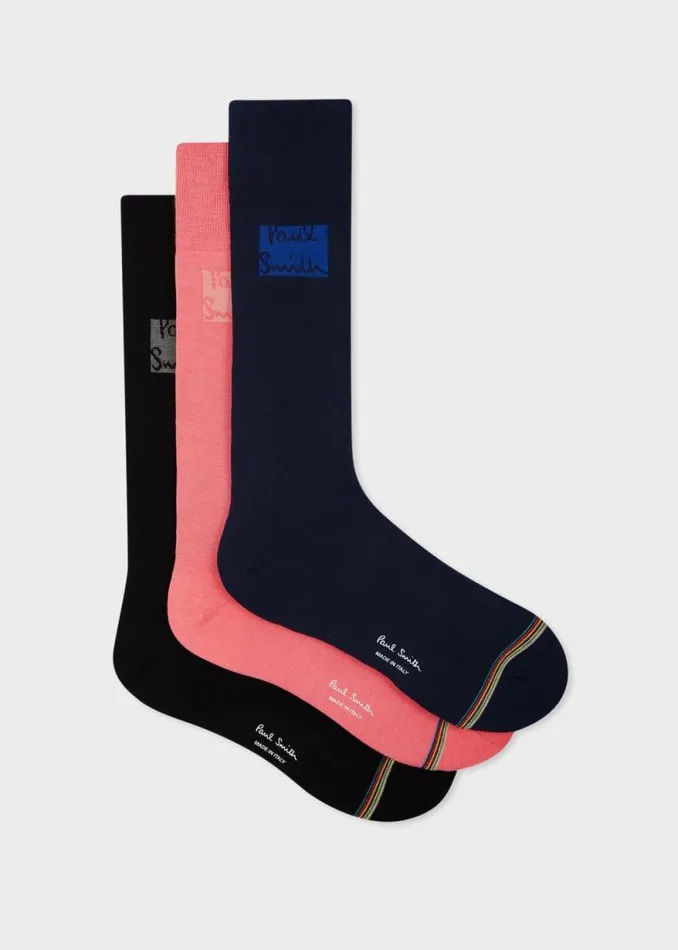 Mens Paul Smith Socks Multicolour Logo 039Signature Stripe039 Tipped Socks Three Pack