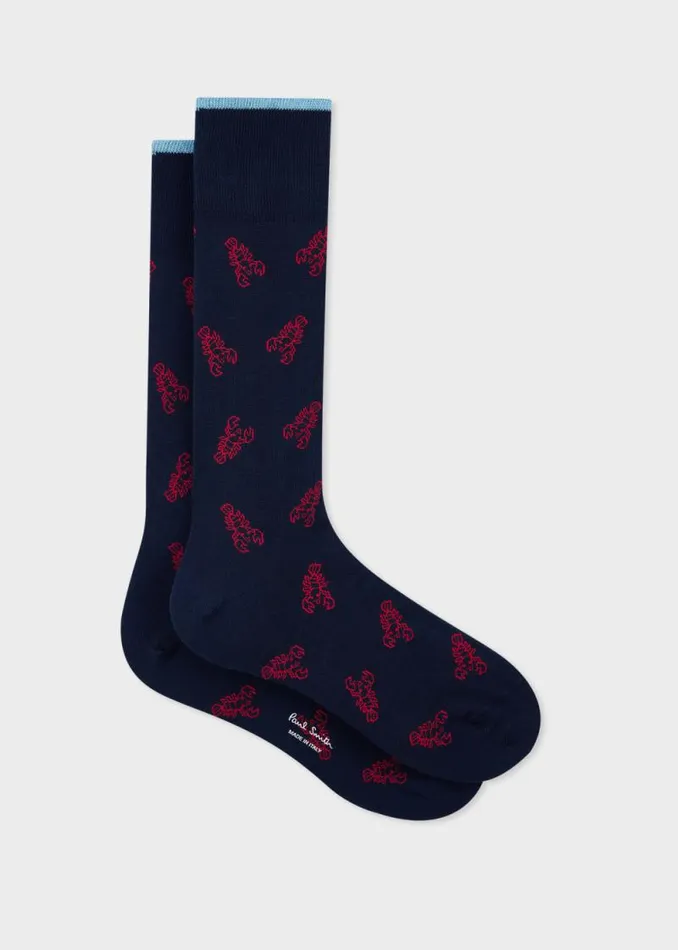 Mens Paul Smith Socks Navy 039Lobster039 Socks