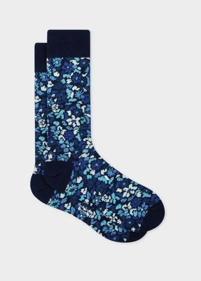 Mens Paul Smith Socks Navy 039Pencil Floral039 Socks