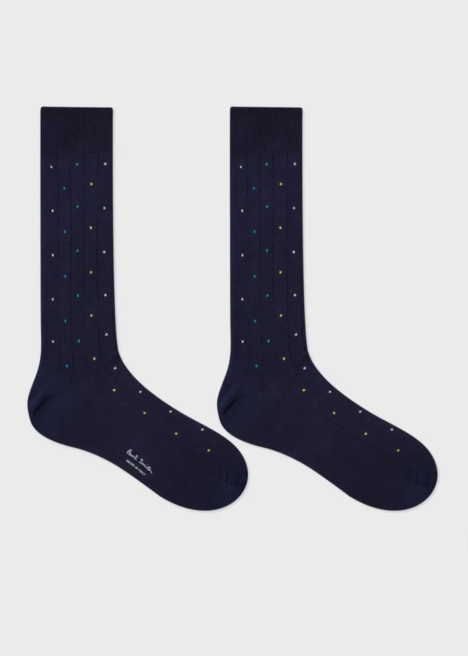 Mens Paul Smith Socks Navy Blue CottonBlend Multi Colour Polka Dot Socks Mens Paul Smith Socks Navy Blue CottonBlend Multi Colour Polka Dot Socks