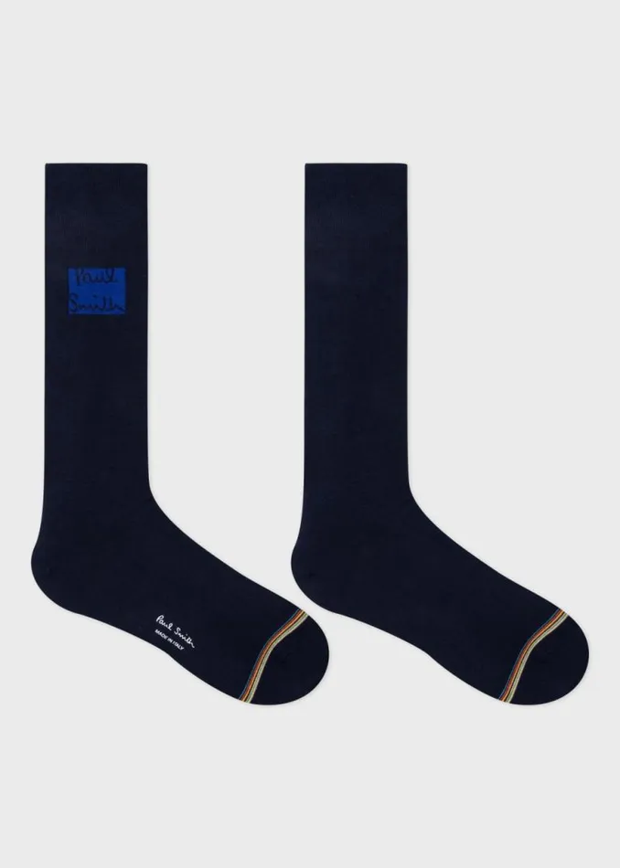 Mens Paul Smith Socks Navy CottonBlend Logo Socks Mens Paul Smith Socks Navy CottonBlend Logo Socks