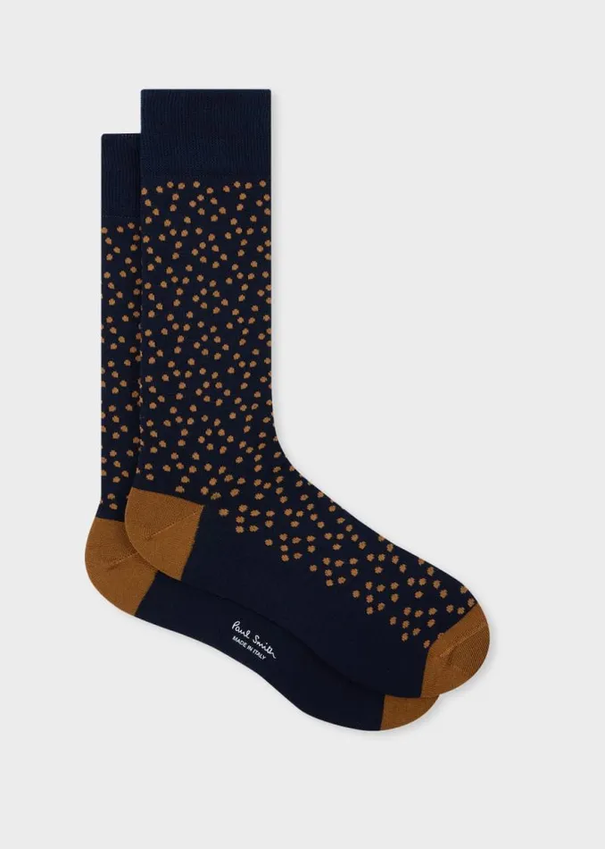 Mens Paul Smith Socks Navy Polka Dot Socks