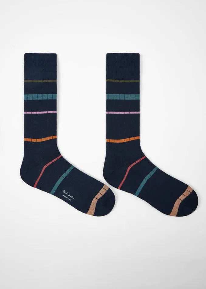 Mens Paul Smith Socks Navy Spaced Stripe Ribbed Socks Mens Paul Smith Socks Navy Spaced Stripe Ribbed Socks