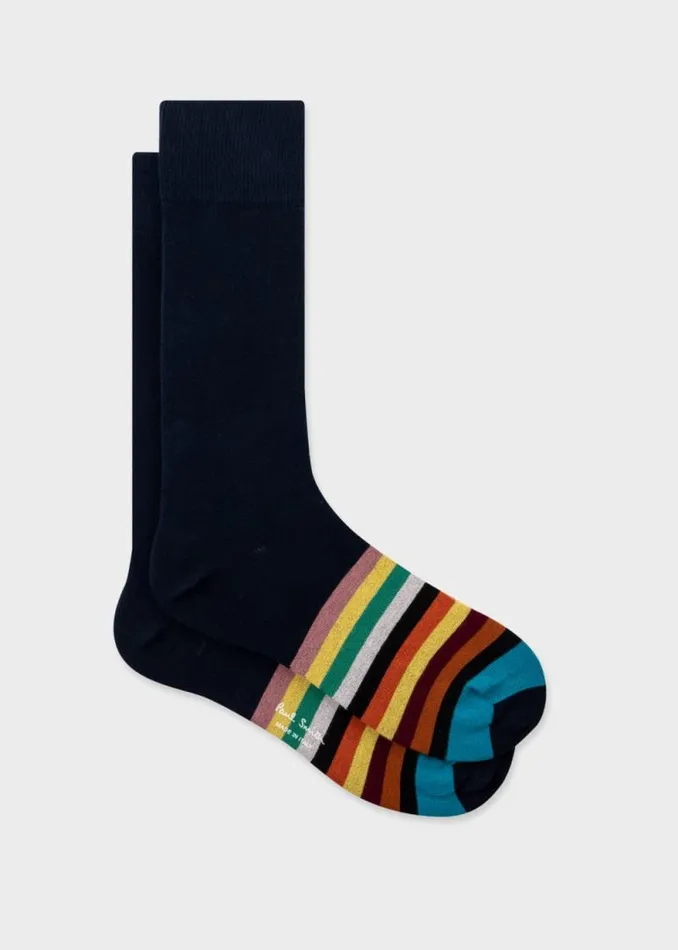 Mens Paul Smith Socks Navy Stripe Tipping Socks