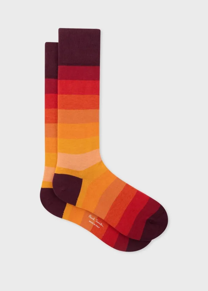 Mens Paul Smith Socks Orange Gradient Stripe Socks