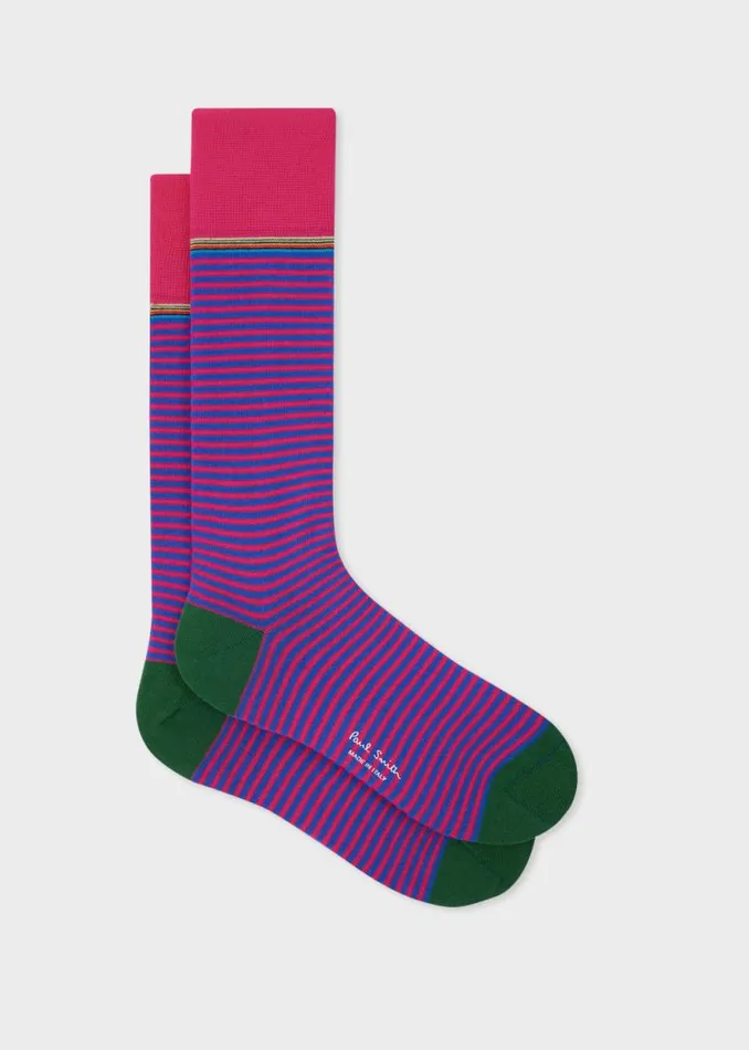 Mens Paul Smith Socks Pink And Blue Stripe Socks