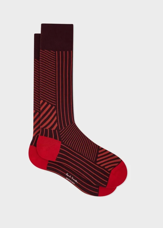 Mens Paul Smith Socks Red Mixed Stripe Socks